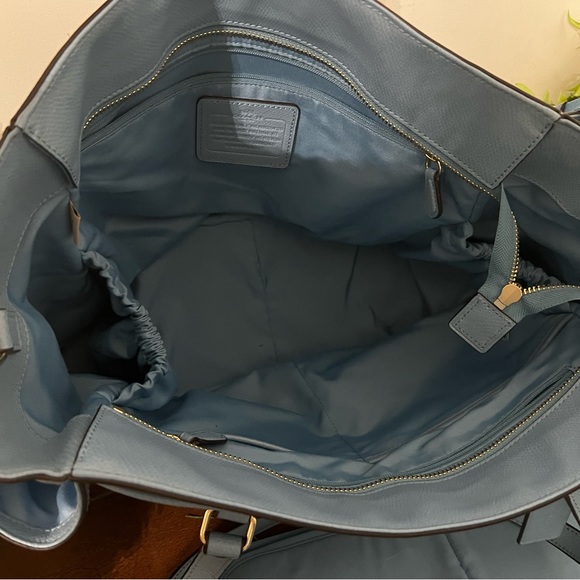 Coach Light Blue Crossgrain Leather Baby Diaper Multifunction Bag - Picture 4 of 4